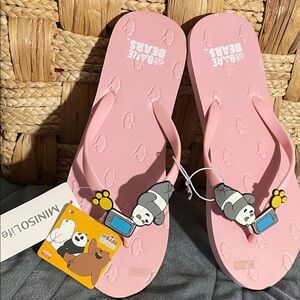 Pink We Bare Bears Flip Flops